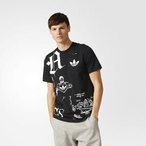 Adidas Originals Sketchbook Off Placement Trefoil Black T shirt Size Medium